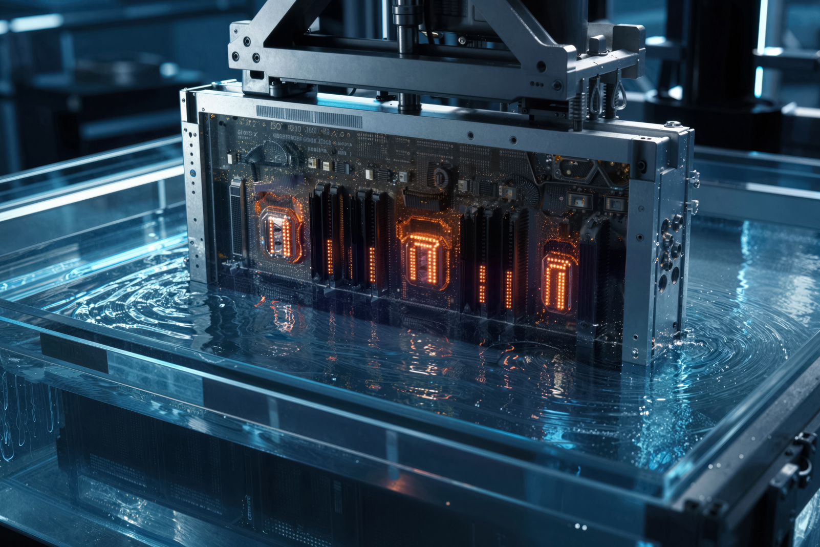 Server gets immersed in fluid