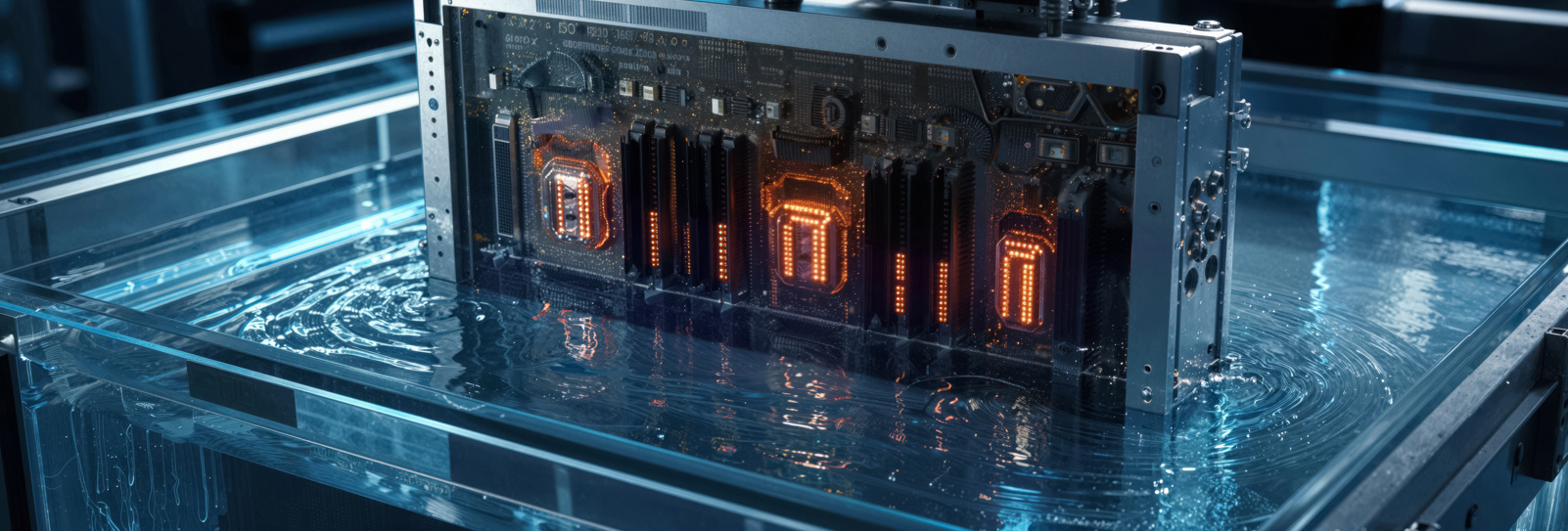 Server gets immersed in fluid